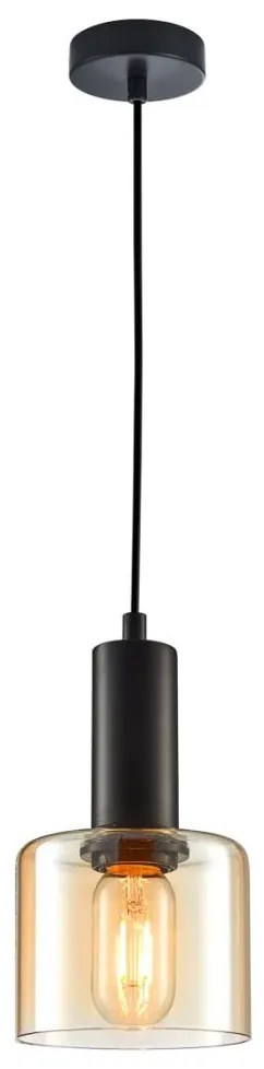 ITALUX PND-65342-1-BK+AMB - Csillár zsinóron SANTIA 1xE27/40W/230V