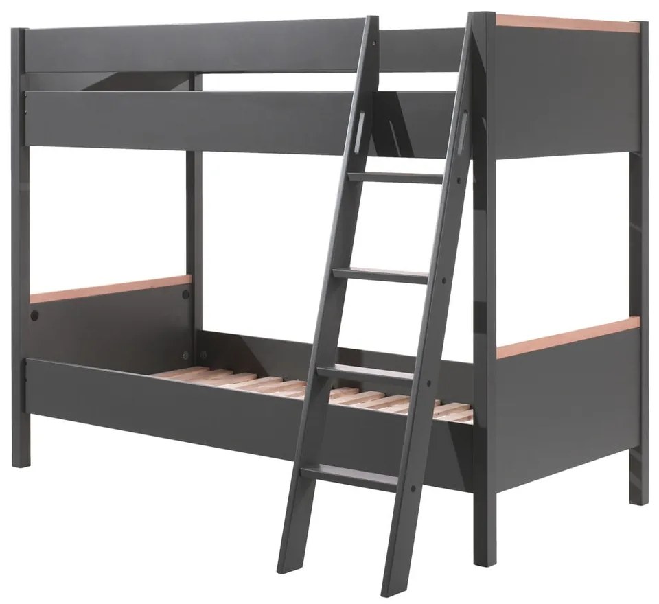 London sötétszürke gyerek emeletes ágy, 90 x 200 cm - Vipack