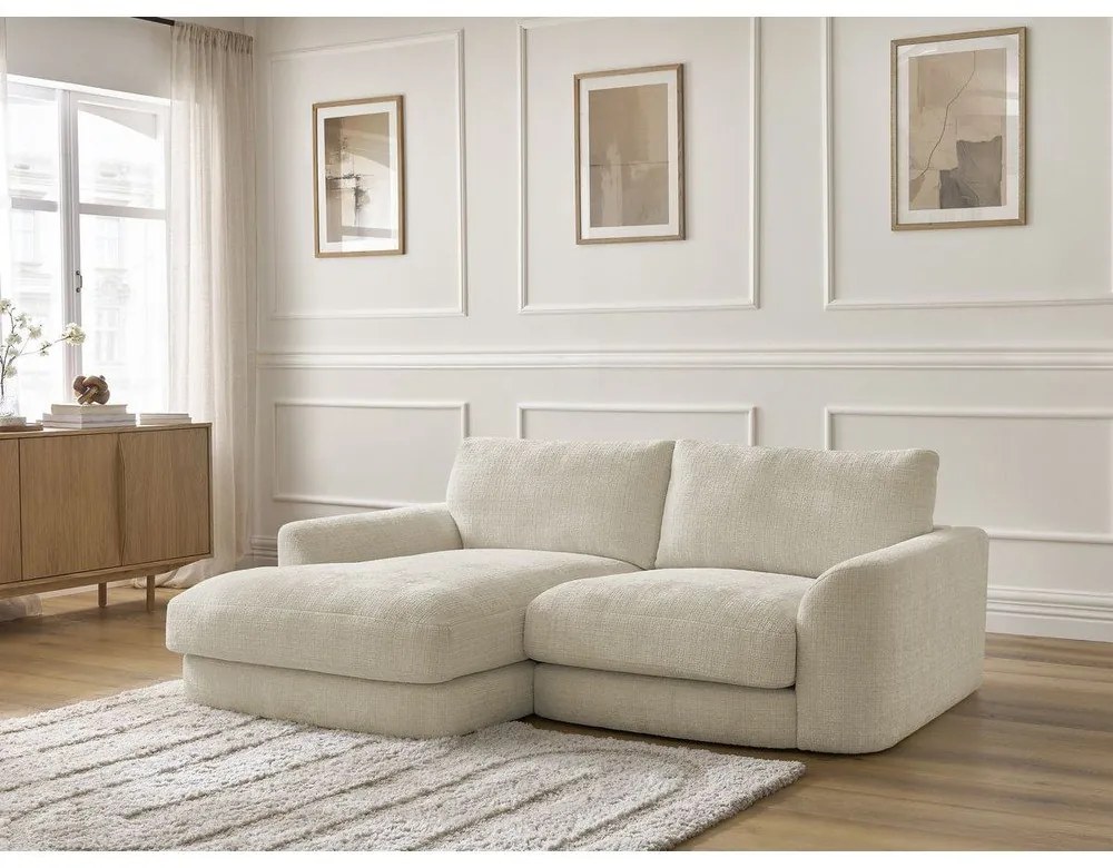 Bézs zsenília sarokkanapé (bal oldali-heverő résszel) Leonore – Bobochic Paris