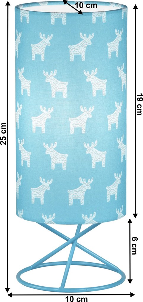 Asztali lámpa, fém/kék textil lámpaernyő, AVAM