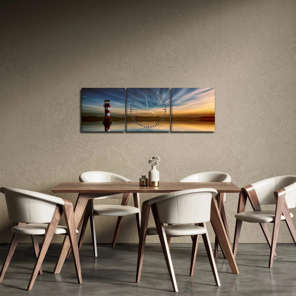 Világítótorony képe (órával) (90x30 cm)