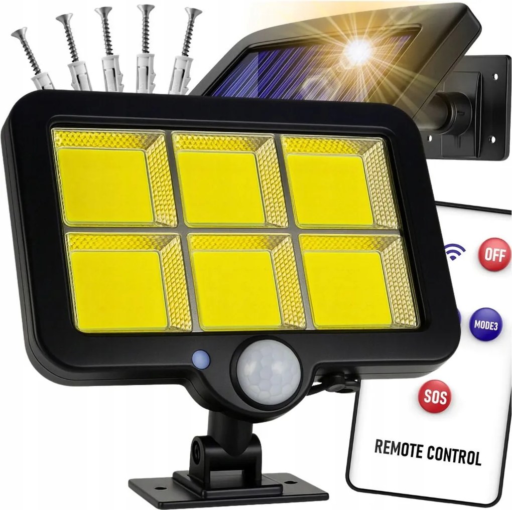 Napelemes lámpa mozgásérzékelővel 120 Led Külön panel kábellel Távirányító 800