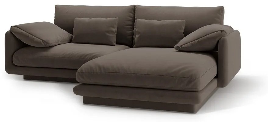 Barna bársony sarokkanapé (jobb oldali-heverő résszel) Torino – Micadoni