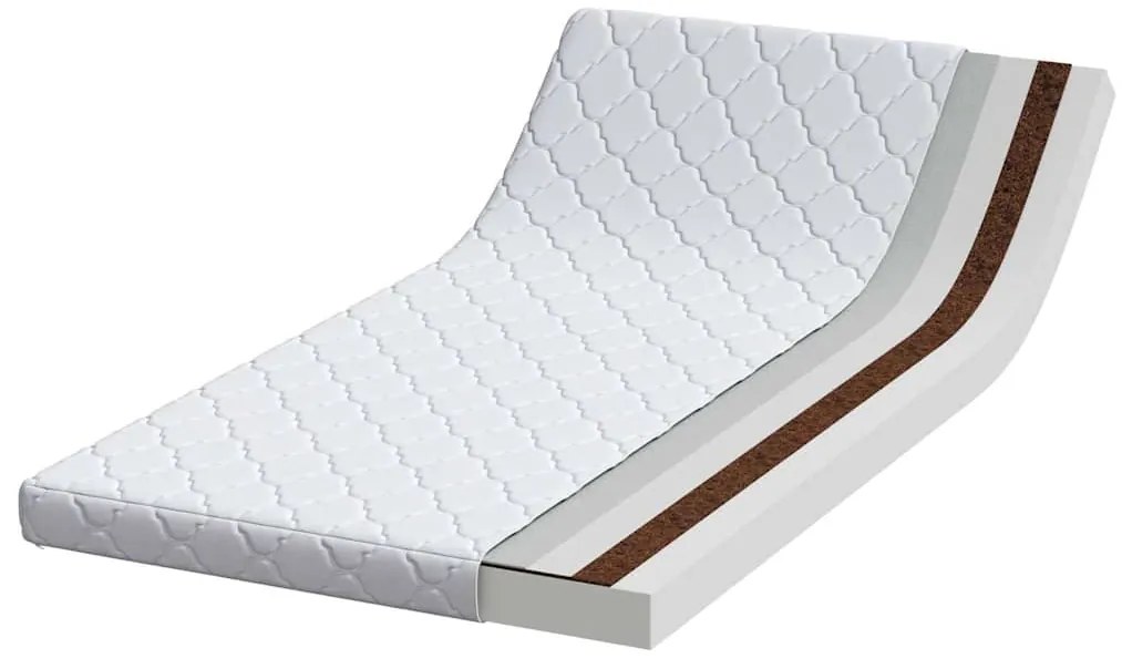 Matrac Kókuszréteggel Fehér 190 x 90 cm PU hab