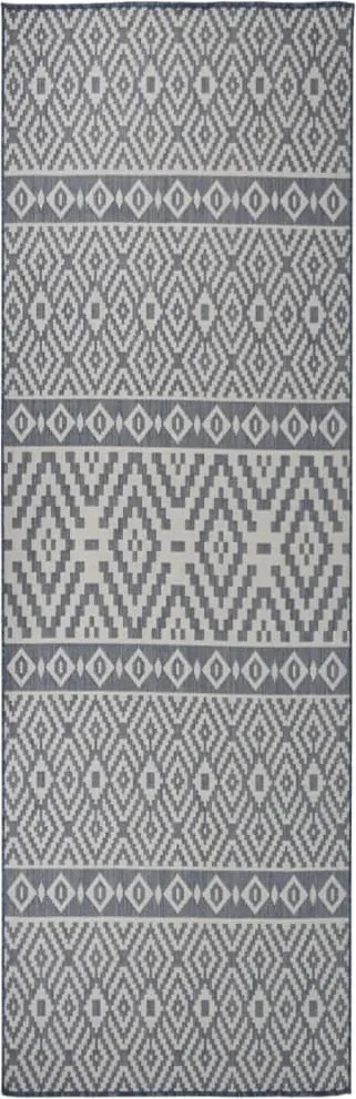 vidaXL kék csíkos lapos szövésű kültéri szőnyeg 80 x 250 cm