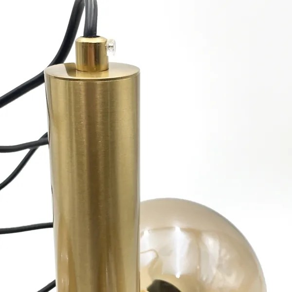 Csillár zsinóron ROLLO 3xE14/5W/230V arany/füstös bézs