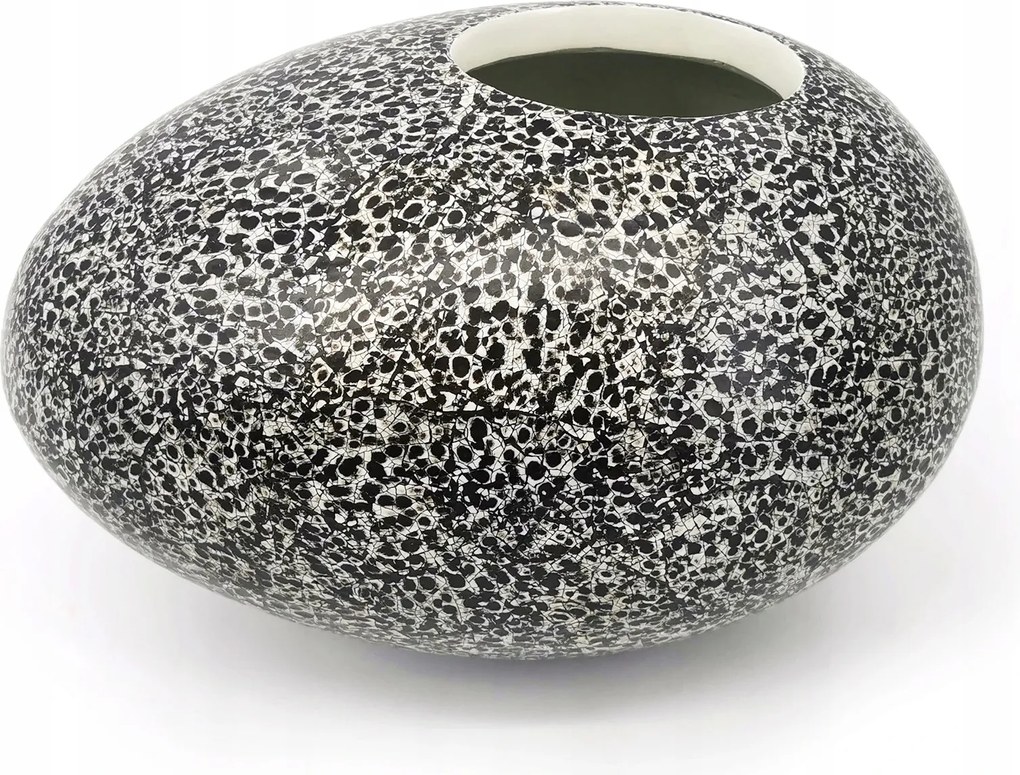 Váza (20x28x17,5cm), fekete/fehér