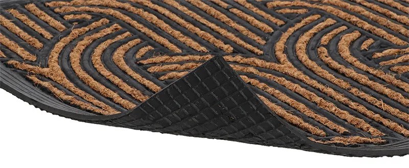 Art deco mintás gumi és kókuszrost lábtörlő, 75 x 45 cm