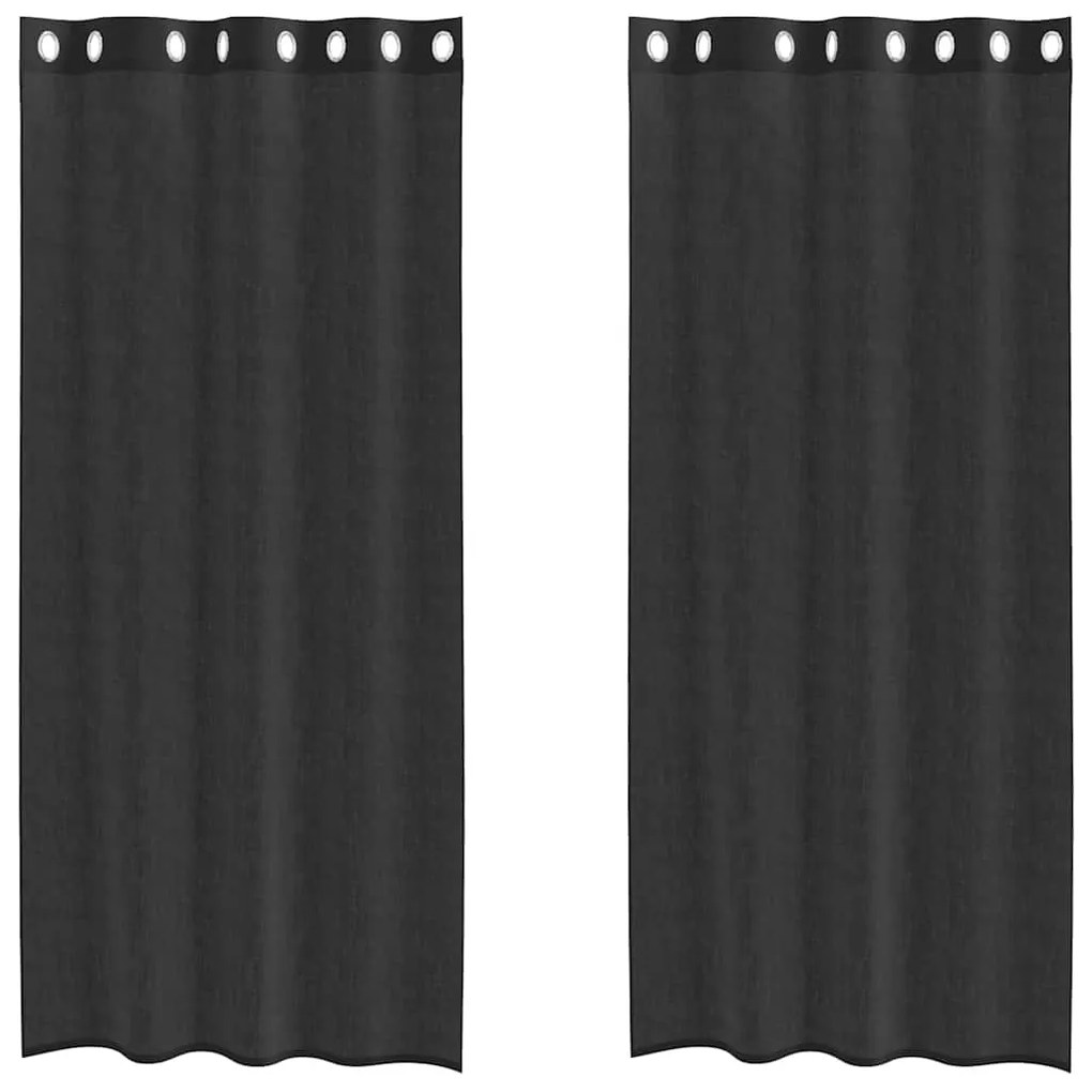 2 db fekete fátyolfüggönyök rojtokkal 140x225 cm