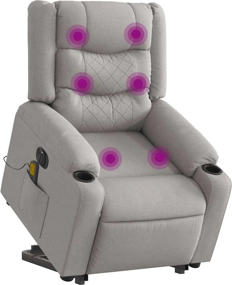 vidaXL Elektromos álló masszázsfotel felhőszürke szövet