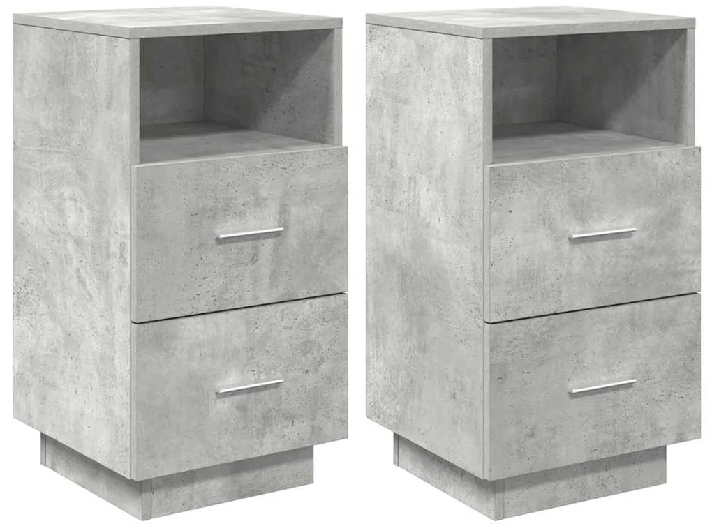 2 db betonszürke éjjeliszekrény 2 fiókkal 36x36x68 cm
