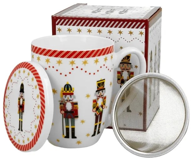 Karácsonyi diótörős porcelán szűrős teás bögre Christmas Nutcracker