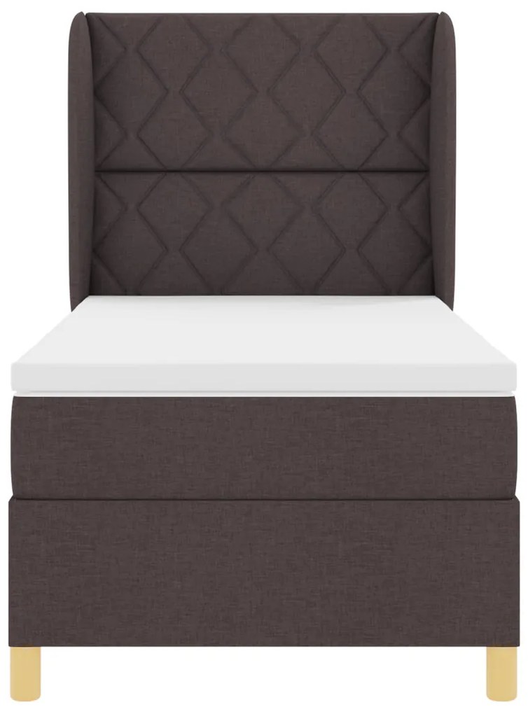 Boxspring Ágy Matrazzal - Sötétbarna, 90x200 cm, Szövet