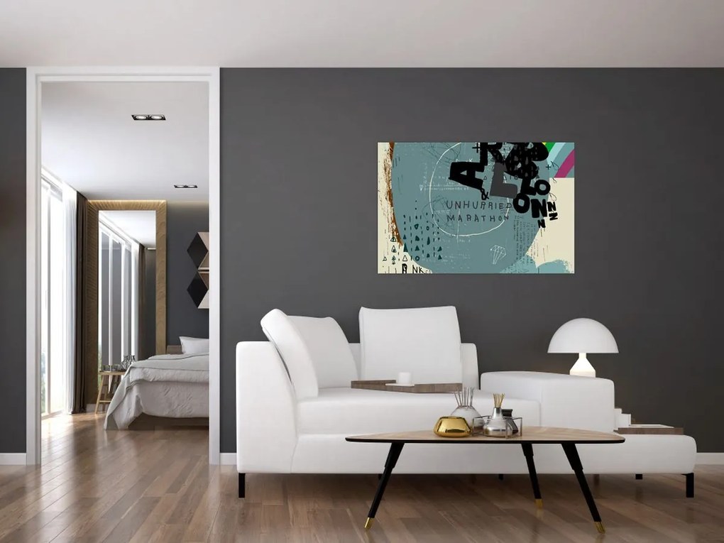 Kép - Repülő léggömb szivárvánnyal (90x60 cm)
