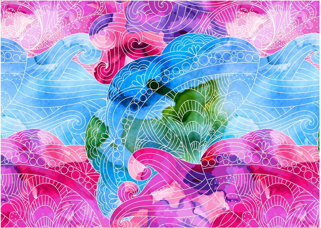 Kép - Színes hullámok (üvegen) (70x50 cm)