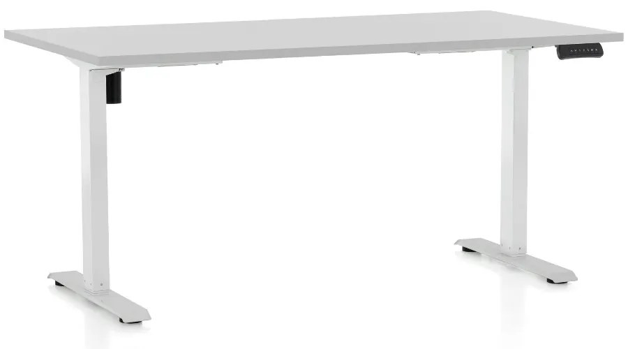 Állítható magasságú asztal OfficeTech B, 160 x 80 cm, fehér alap, világos szürke