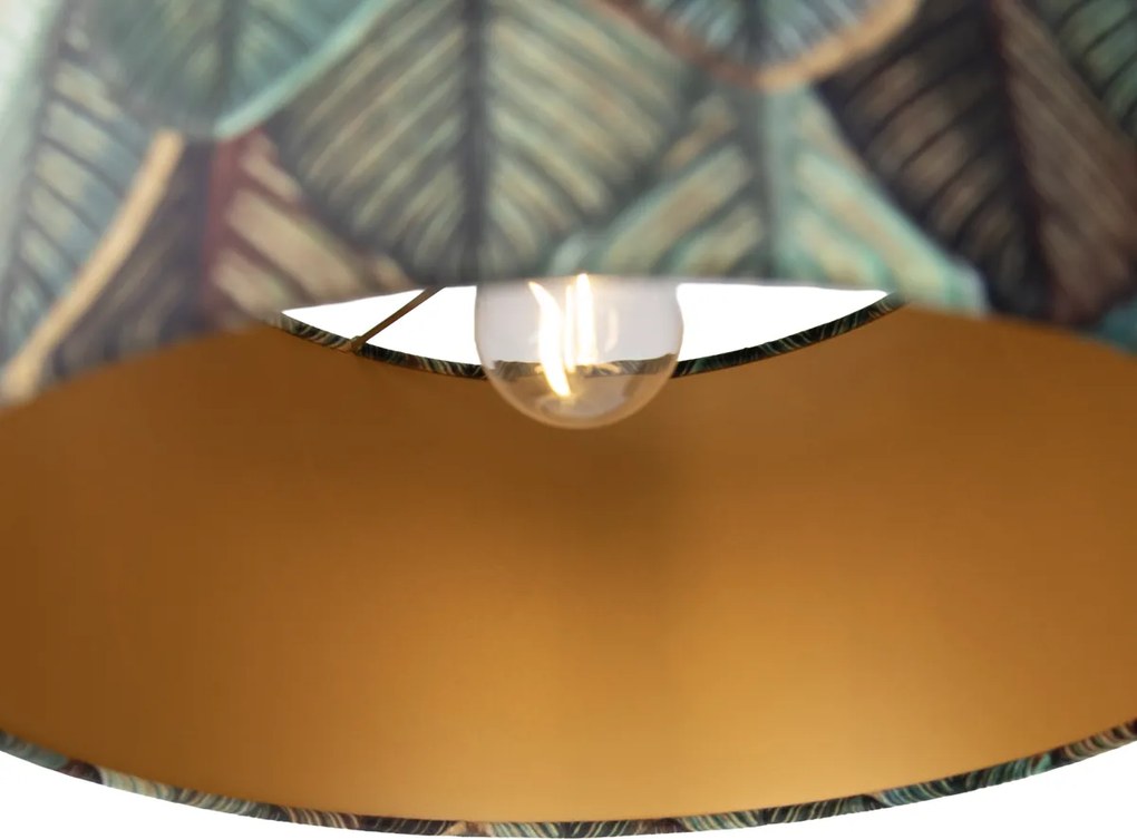 Függőlámpa fekete, levélmintás búrával és arany belsővel 35 cm - Cava