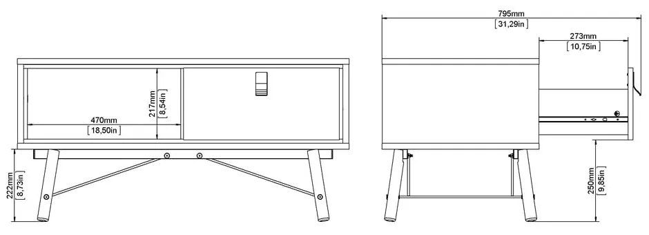 Sötétbarna dohányzóasztal 48x102 cm Ry – Tvilum