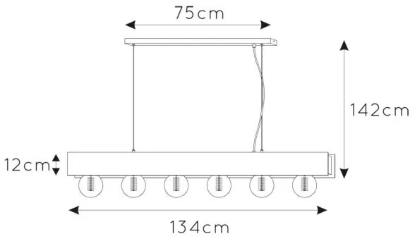 Lucide 30474/06/30 - Csillár zsinóron SURTUS 6xE27/60W/230V