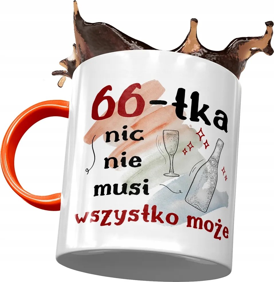 Narancssárga bögre Születésnapra 66 66-es 66-os, fényképes nyomattal