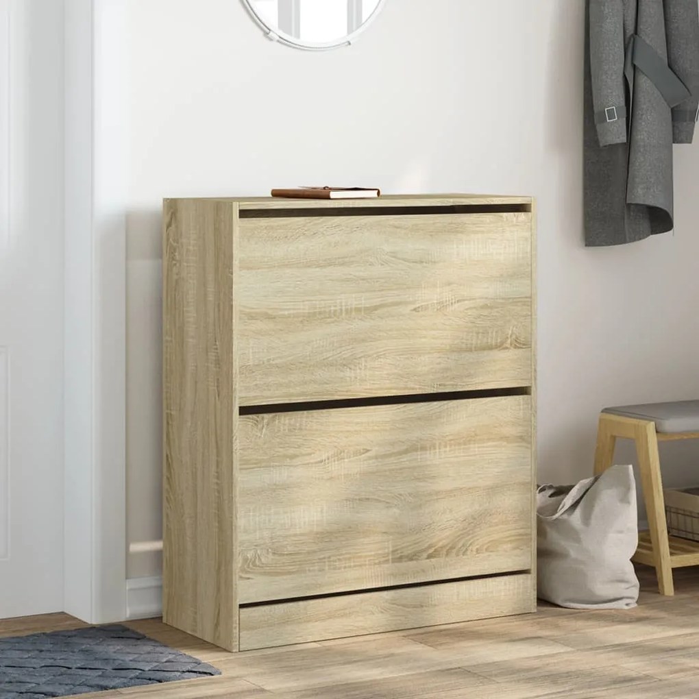 sonoma tölgy színű szerelt fa cipőszekrény 80 x 34 x 96,5 cm