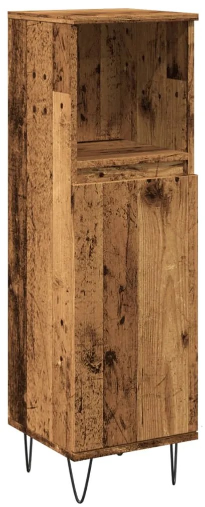 Antik fa színű szerelt fa fürdőszobaszekrény 30 x 30 x 100 cm