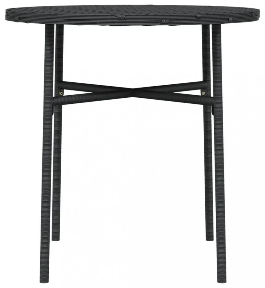 fekete polyrattan teázóasztal 45 cm