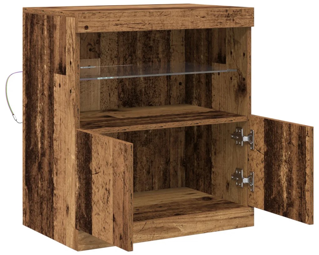 Old Wood LED világítással ellátott Könyvespolc 60x37x67 cm