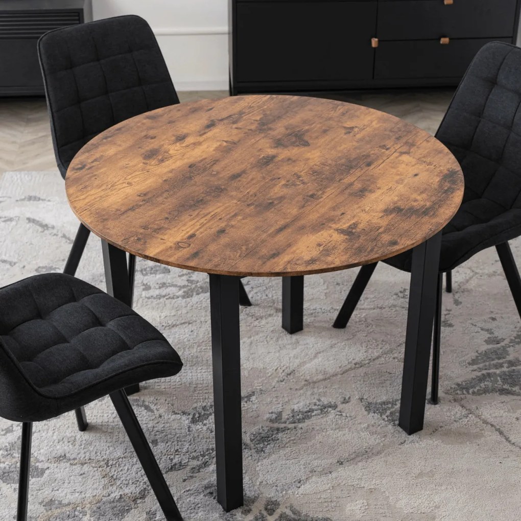 Étkezőasztal 100 cm méretben, rusztikus tölgy/fekete színben TEO