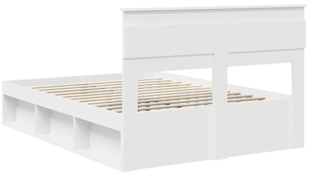 vidaXL Ágykeret matracmal fejtámlával Fehér 150 x 200 cm Tömör fenyőfa