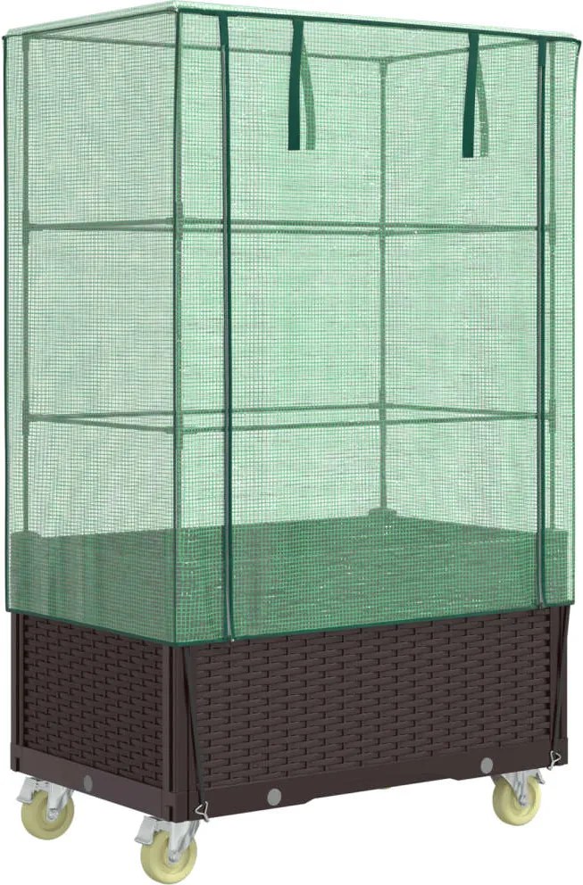 vidaXL rattan megjelenésű magaságyás borítással/kerékkel 80x50x182 cm