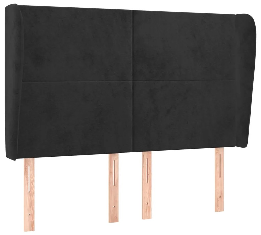 fekete bársony fejtámla szárnyakkal 147 x 23 x 118/128 cm