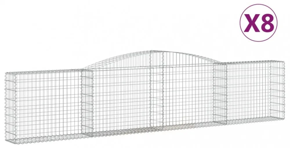 8 db íves horganyzott vas gabion kosár 400x30x80/100 cm