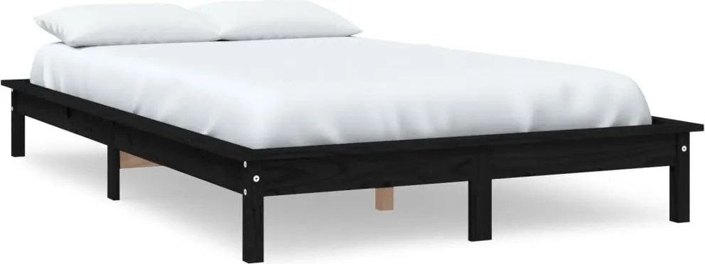 vidaXL Super King Size fekete tömör fenyőfa ágykeret 180 x 200 cm