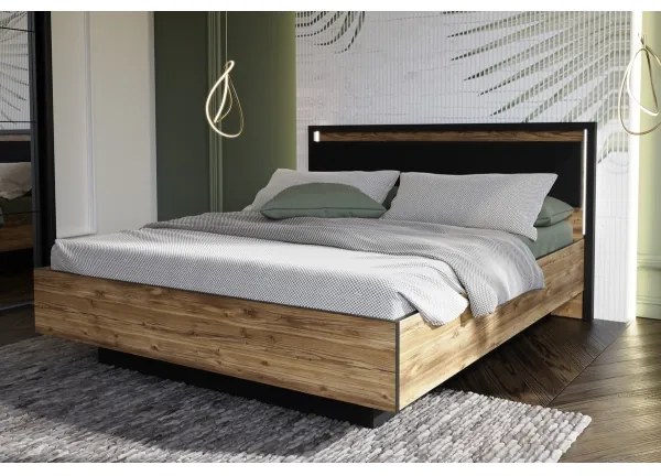 Franciaágy tárolóval OREN 160x200 cm barna/fekete