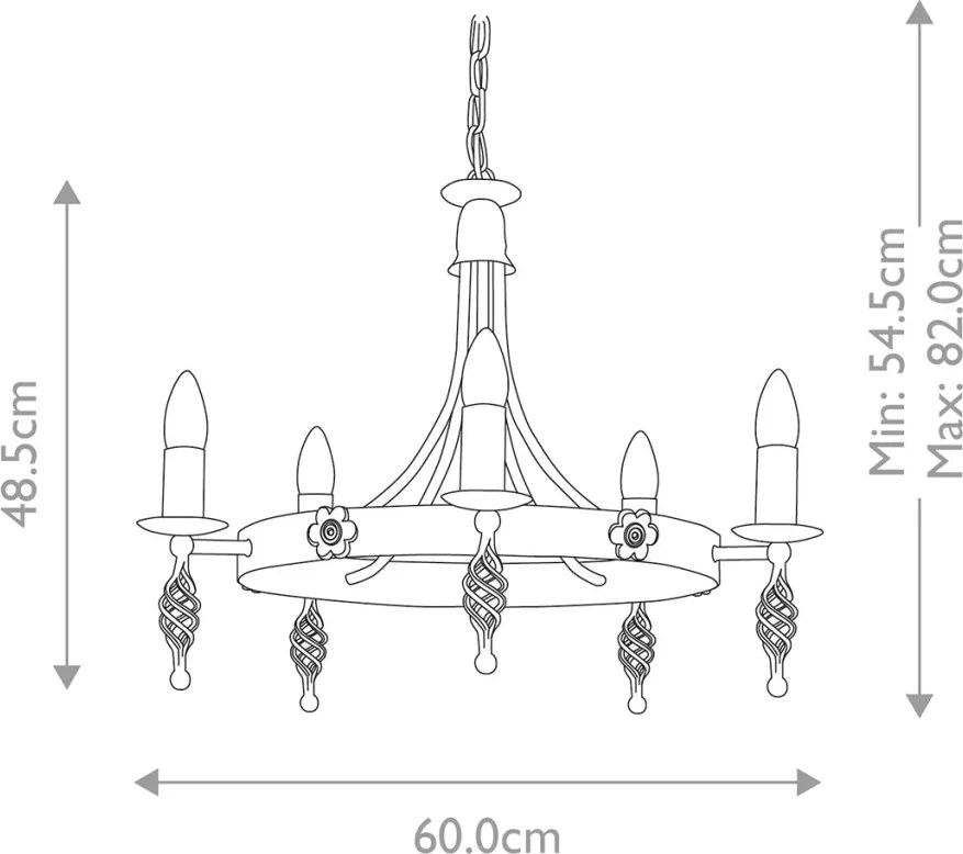 Elstead Lighting BELFRY BY5-BLACK Csillár 5x60W/E14