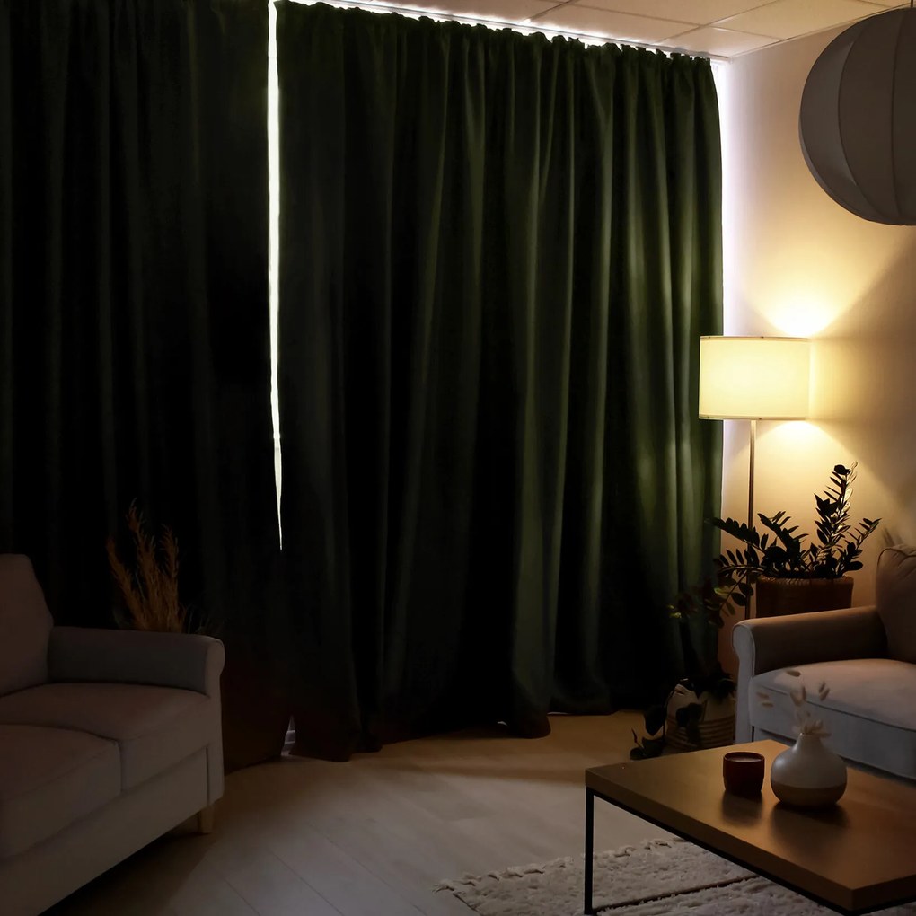 Goldea sötétítő függöny blackout szatén fényű - olivaszínű 270x240 cm