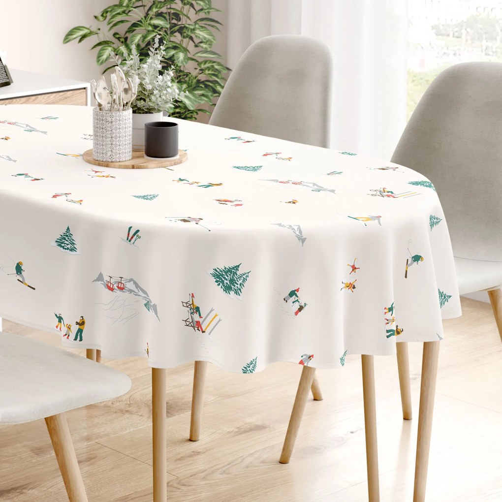 Goldea ovális pamut terítő - téli örömök 140 x 180 cm