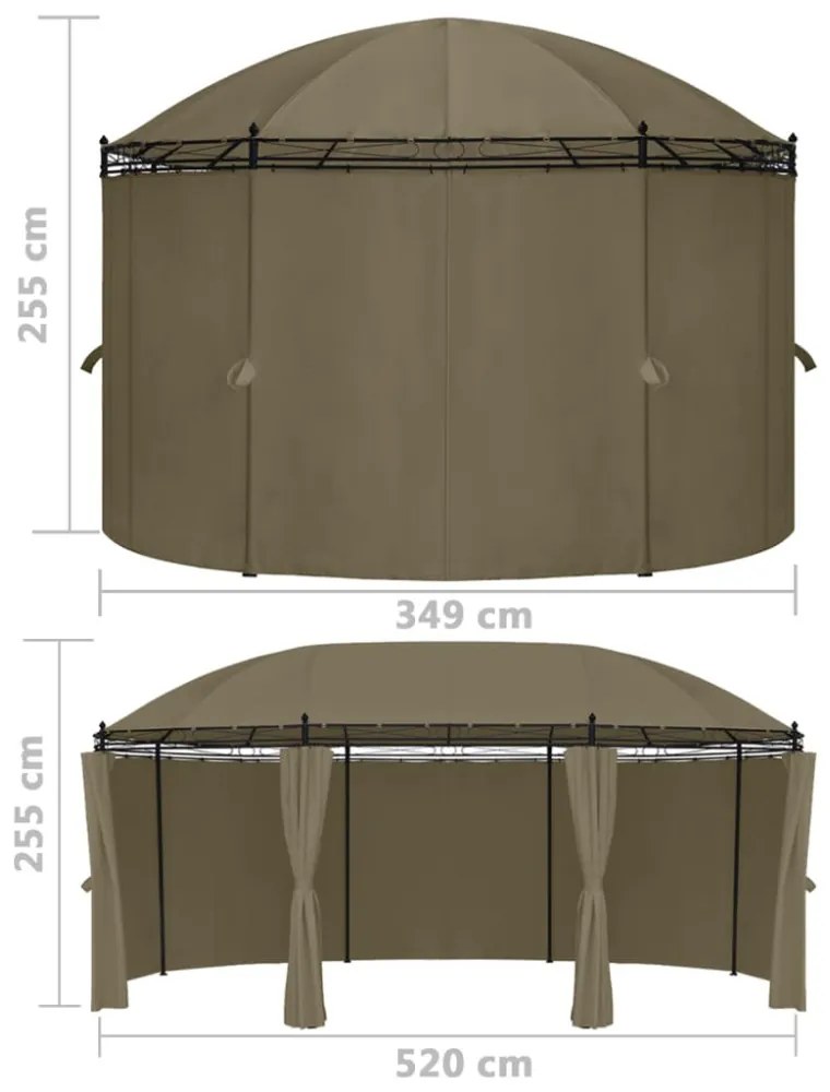 tópszínű pavilon függönyökkel 520 x 349 x 255 cm 180 g/m²