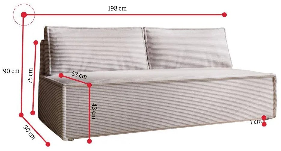 LULA kinyitható kanapé, 198x90x90, zoom 20