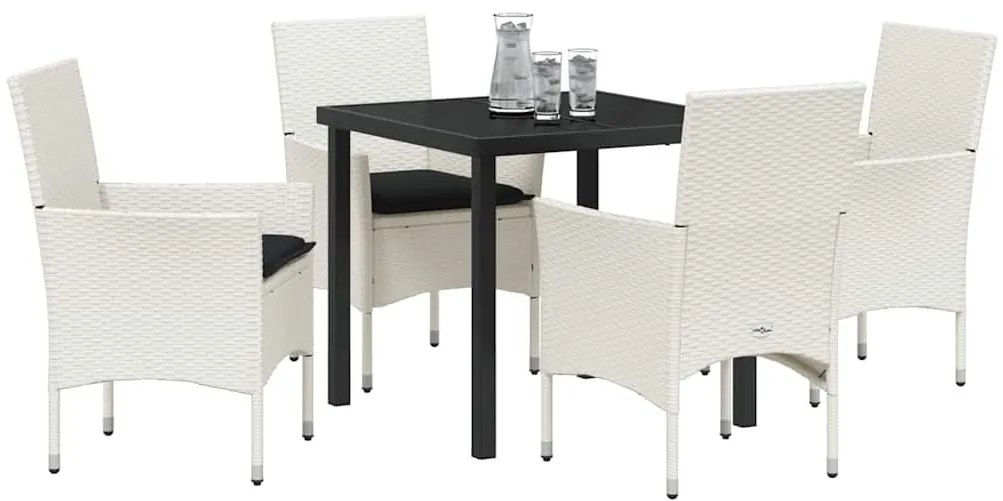 Kert étkező szett párnával 5 pcs Fehér Poli rattan