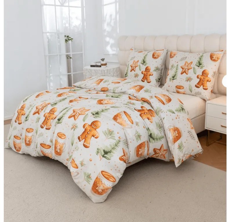 Mikroszálas ágyneműhuzat WINTER GINGERMAN fehér Ágyneműhuzat mérete: 2 db 70 x 90 cm | 200 x 220 cm