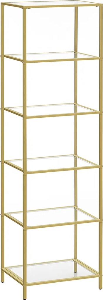 Könyvespolc 6 szintes keskeny könyvespolc edzett üveg acél keret