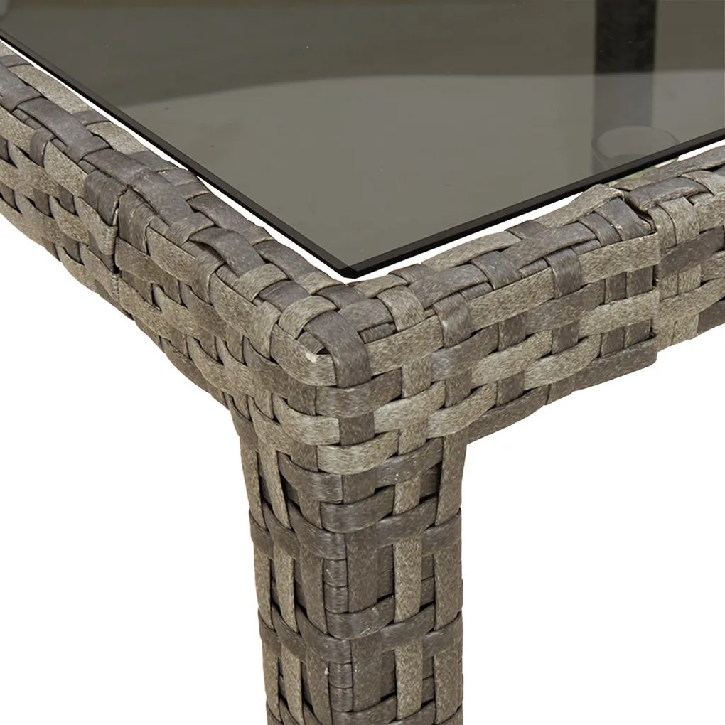 Kerti Étkezőasztal Szürke 190x90x75 cm Polirattan