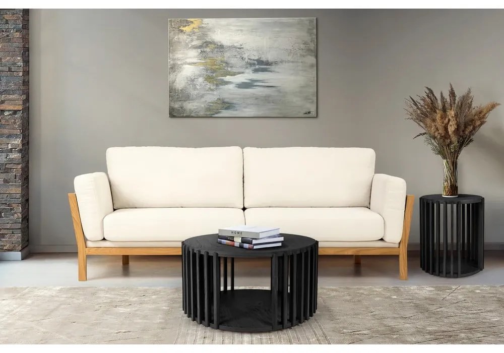 Drum fekete tölgyfa dohányzóasztal, ø 83 cm - Woodman