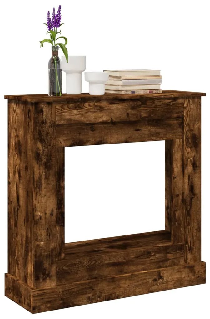 füstös tölgy színű szerelt fa kandallóburkolat 90 x 30 x 90 cm