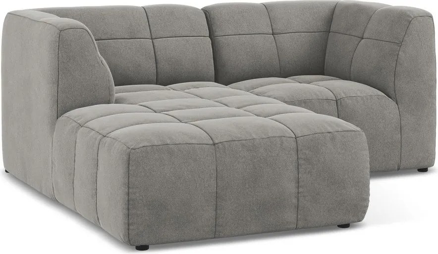 Szürke bársony sarokkanapé (bal oldali-heverő résszel) Aloha – Makamii