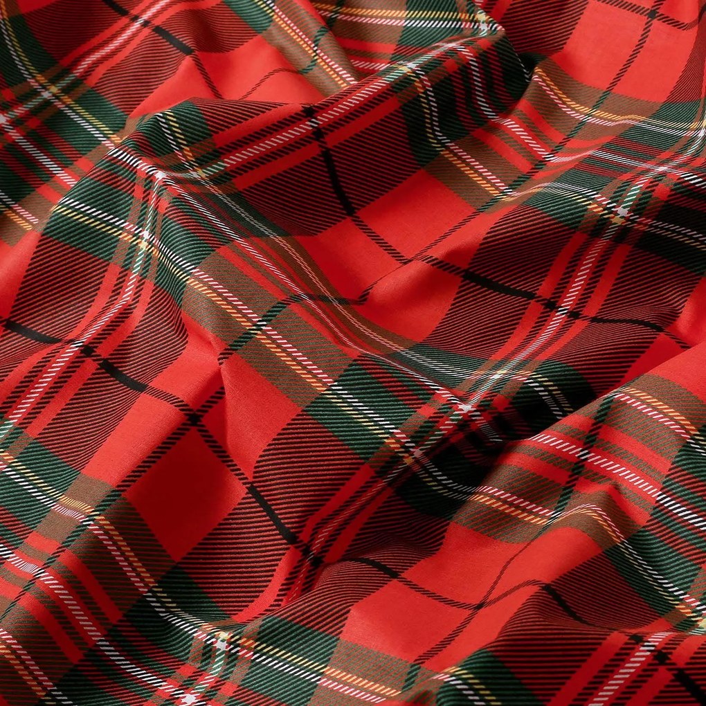 Goldea karácsonyi kör alakú pamut terítő - piros kockás Ø 140 cm