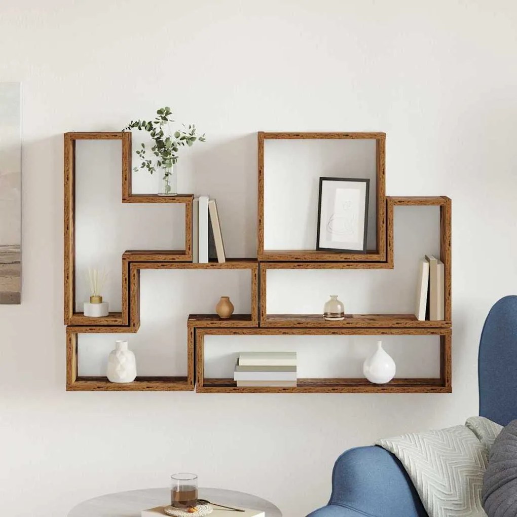 Fal Cube polcokkal Egyéb Régi fa 96 x 12 x 64 cm Faanyag