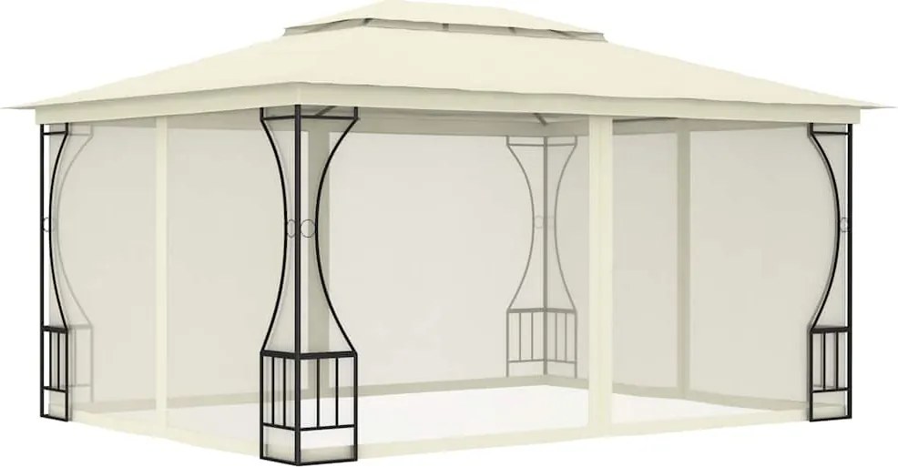 vidaXL krémszínű pavilon hálóval 300 x 400 x 265 cm